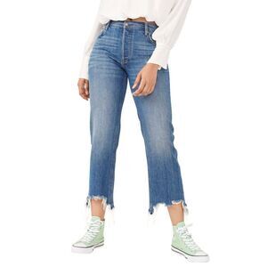 Free People Maggie Mid-Rise Straight Leg Bondi Blue size 27 cropped